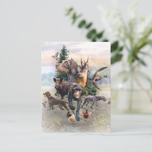 Deutsches Drahthaar Pointer Postkarte (Stehend Vorderseite)