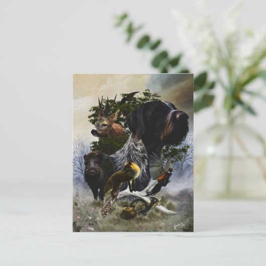 Deutsches Drahthaar Pointer Postkarte (Stehend Vorderseite)