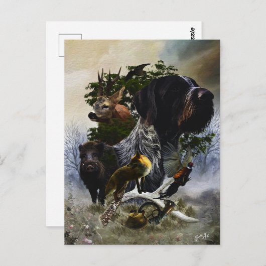 Deutsches Drahthaar Pointer Postkarte (Vorne/Hinten)