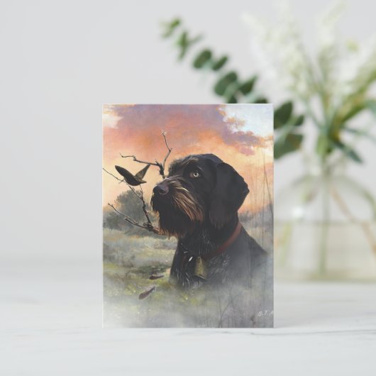 Deutsches Drahthaar Pointer Postkarte (Stehend Vorderseite)