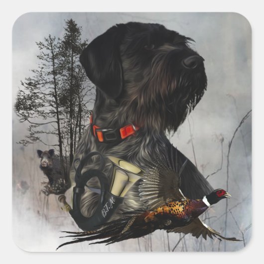 Deutsches Drahthaar Pointer Quadratischer Aufkleber (Vorderseite)