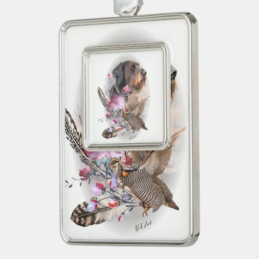 Deutsches Drahthaar Pointer Rahmen-Ornament Silber (Links)