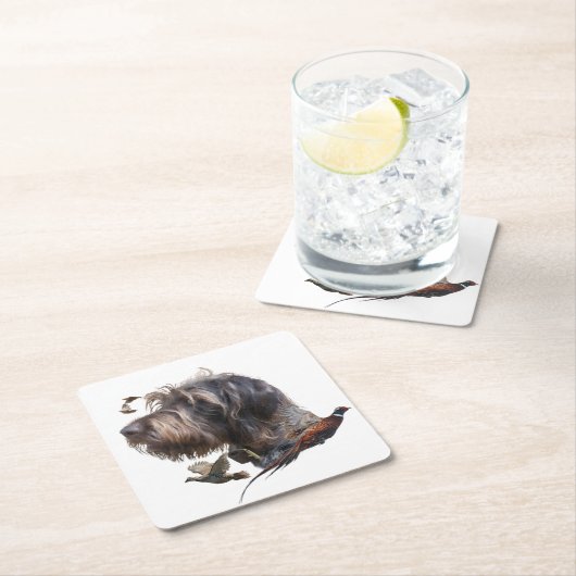 Deutsches Drahthaar Pointer Rechteckiger Pappuntersetzer (Vor Ort)