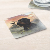 Deutsches Drahthaar Pointer Rechteckiger Pappuntersetzer (angewinkelt)