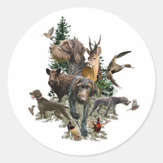 Deutsches Drahthaar Pointer Runder Aufkleber (Vorderseite)