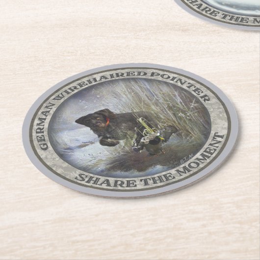 Deutsches Drahthaar Pointer Runder Pappuntersetzer (Angewinkelt)