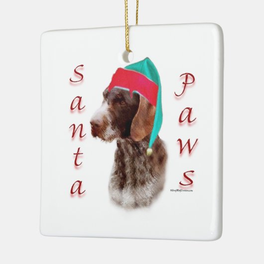Deutsches Drahthaar Pointer Santa Paws Keramikornament (Links)