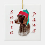Deutsches Drahthaar Pointer Santa Paws Keramikornament (Rückseite)