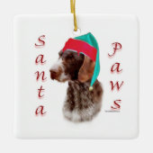 Deutsches Drahthaar Pointer Santa Paws Keramikornament (Vorderseite)