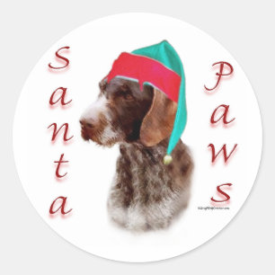 Deutsches Drahthaar Pointer Santa Paws Runder Aufkleber