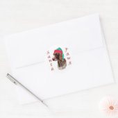 Deutsches Drahthaar Pointer Santa Paws Runder Aufkleber (Umschlag)