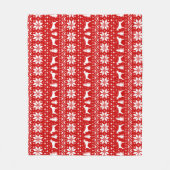 Deutsches Drahthaar Pointer Silhouetten Weihnachte Fleecedecke (Vorderseite)