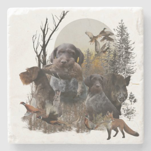 Deutsches Drahthaar Pointer Steinuntersetzer (Vorderseite)