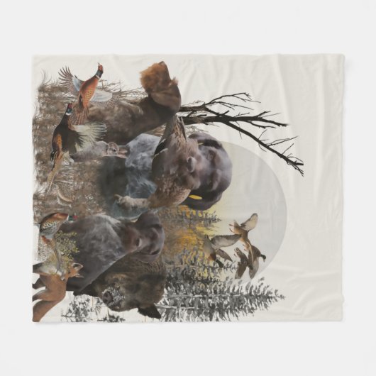 Deutsches Drahthaar Pointer Tapestry-Kissen Fleecedecke (Vorderseite (Horizontal))