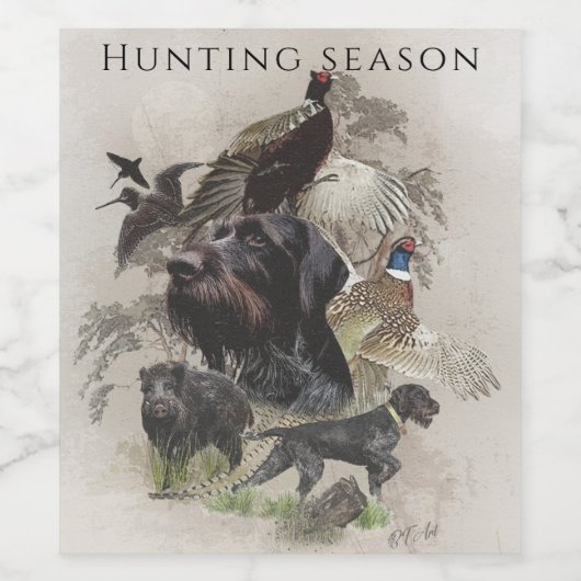 Deutsches Drahthaar Pointer Weinetikett (Einzelnes Label)