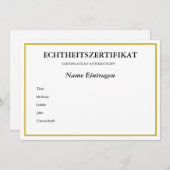 Deutsches ECHTHEITSZERTIFIKAT-ZertifikatEchtheit Feiertagskarte (Vorne/Hinten)