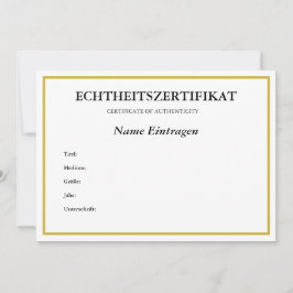 Deutsches ECHTHEITSZERTIFIKAT-ZertifikatEchtheit Feiertagskarte