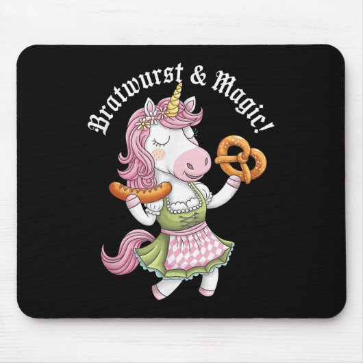 Deutsches Einhorn Drindl Bratwurst Magic Funny Kid Mousepad (Vorne)