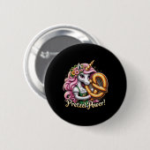 Deutsches Einhorn Drindl Pretzel Power Funny Kids Button (Vorne & Hinten)