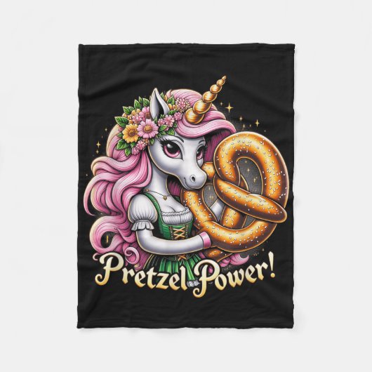 Deutsches Einhorn Drindl Pretzel Power Funny Kids Fleecedecke (Vorderseite)
