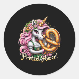 Deutsches Einhorn Drindl Pretzel Power Funny Kids Runder Aufkleber