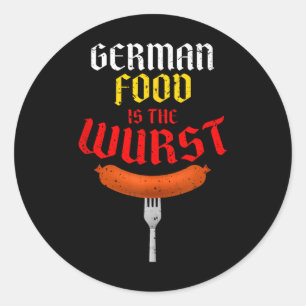 Deutsches Essen ist der Wurst. Funny Easy Costume Runder Aufkleber