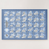 Deutsches Fingeralphabet 4 - blau / Puzzle (Horizontal)