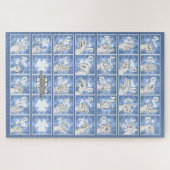 Deutsches Fingeralphabet 4 - blau / Puzzle (Horizontal)