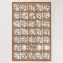 Deutsches Fingeralphabet 4 - braun / Puzzle