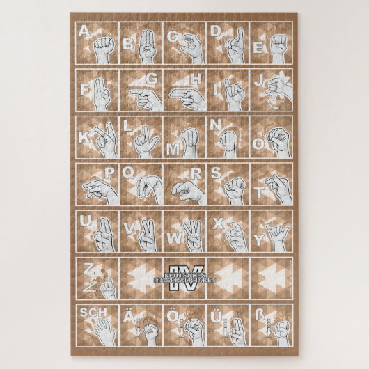 Deutsches Fingeralphabet 4 - braun / Puzzle (Vertikal)