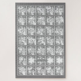 Deutsches Fingeralphabet 4 - grau / Puzzle