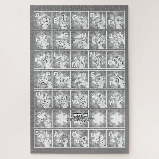 Deutsches Fingeralphabet 4 - grau / Puzzle (Vertikal)