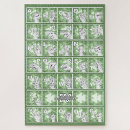 Deutsches Fingeralphabet 4 - grün / Puzzle