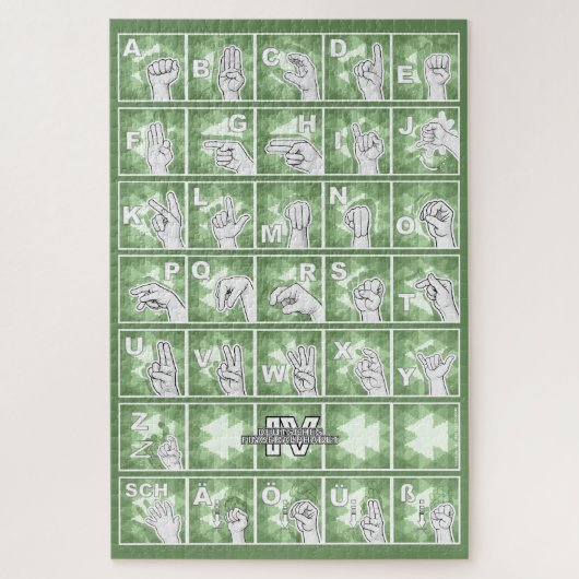 Deutsches Fingeralphabet 4 - grün / Puzzle (Vertikal)