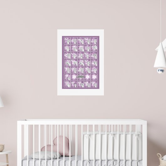 Deutsches Fingeralphabet 4 - lavendelgrau / Poster (Kinderzimmer 2)