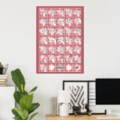 Deutsches Fingeralphabet 4 - rot / Poster (Heimbüro)