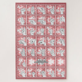 Deutsches Fingeralphabet 4 - rot / Puzzle