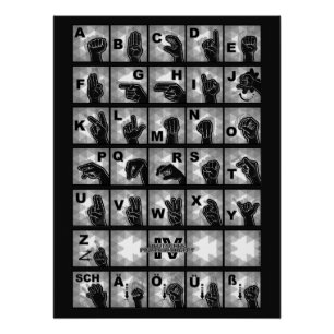 Deutsches Fingeralphabet 4 - schwarz / Poster