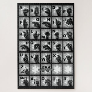 Deutsches Fingeralphabet 4 - schwarz / Puzzle