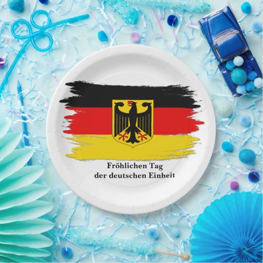Deutsches Flag "Text Germany Unity Day" bearbeiten Pappteller (Party)