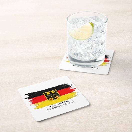 Deutsches Flag "Text Germany Unity Day" bearbeiten Rechteckiger Pappuntersetzer (Vor Ort)