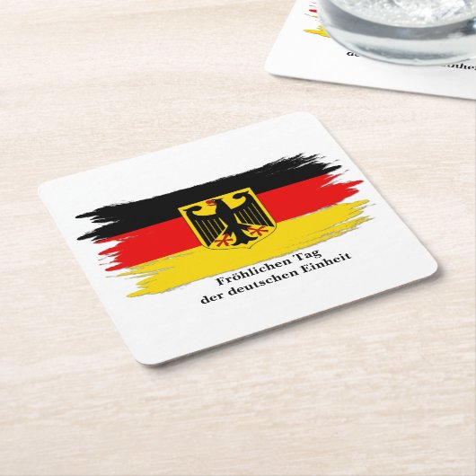 Deutsches Flag "Text Germany Unity Day" bearbeiten Rechteckiger Pappuntersetzer (angewinkelt)