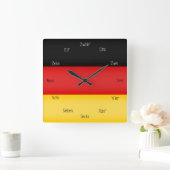 Deutsches Flag & Zahlen Niedliches Sprachenlernen Quadratische Wanduhr (Zuhause)