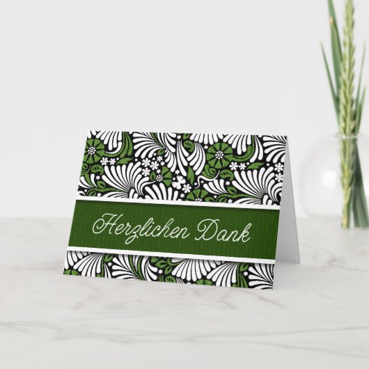 DEUTSCHES HERZEN Dank an Green und White Blank Dankeskarte (Vorderseite)