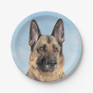 Deutsches Hirtengemälde - Niedliche Original Hund Pappteller