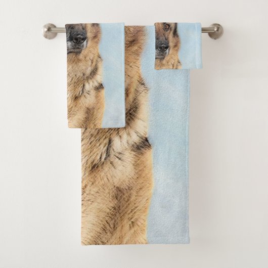 Deutsches Hirtengemälde - Niedliche Original Hunde Badhandtuch Set (Insitu)