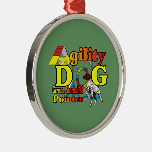 Deutsches Kurzpointer-Agility Silbernes Ornament (Rechts)