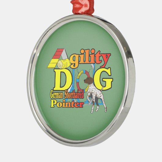 Deutsches Kurzpointer-Agility Silbernes Ornament (Links)