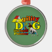 Deutsches Kurzpointer-Agility Silbernes Ornament (Vorne)