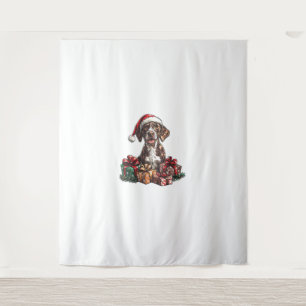 Deutsches Kurzporträts-Weihnachtsmannmütze Weihnac Wandteppich